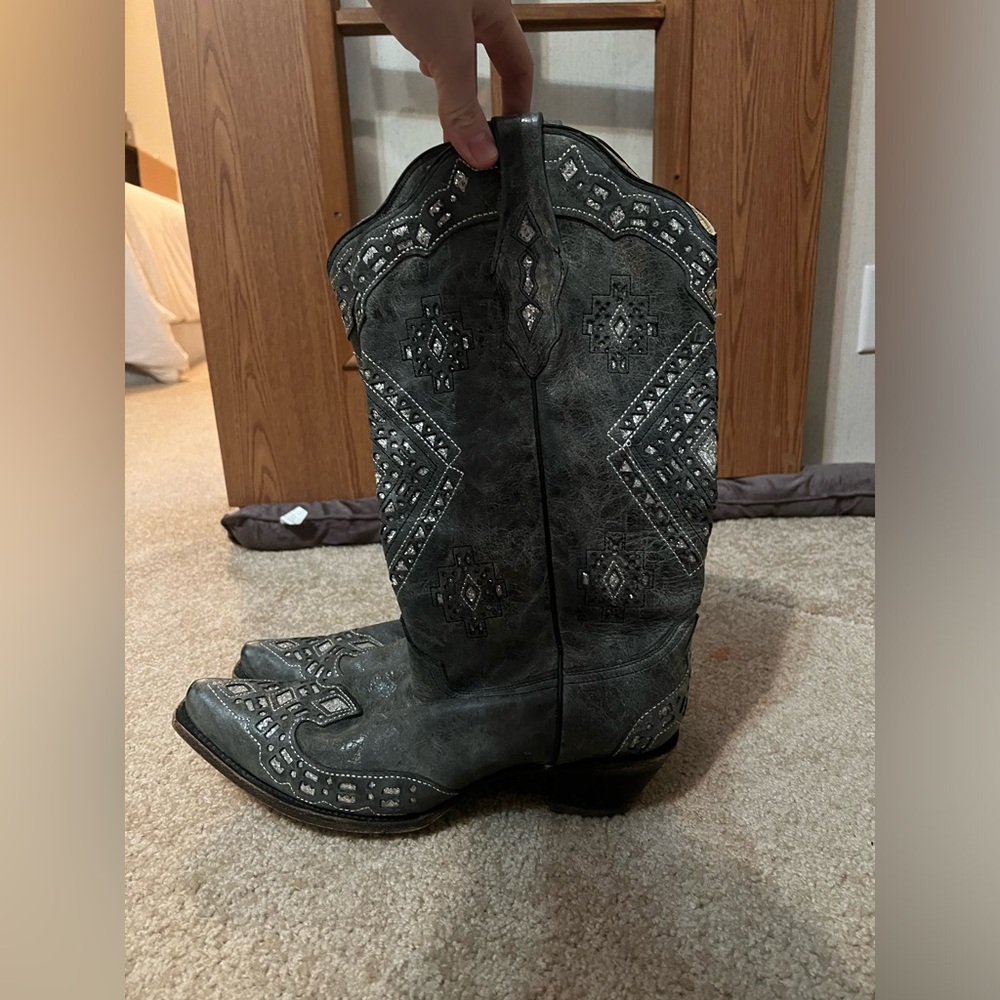 Corral Ladies Black and Silver Glitter Inlay Boots